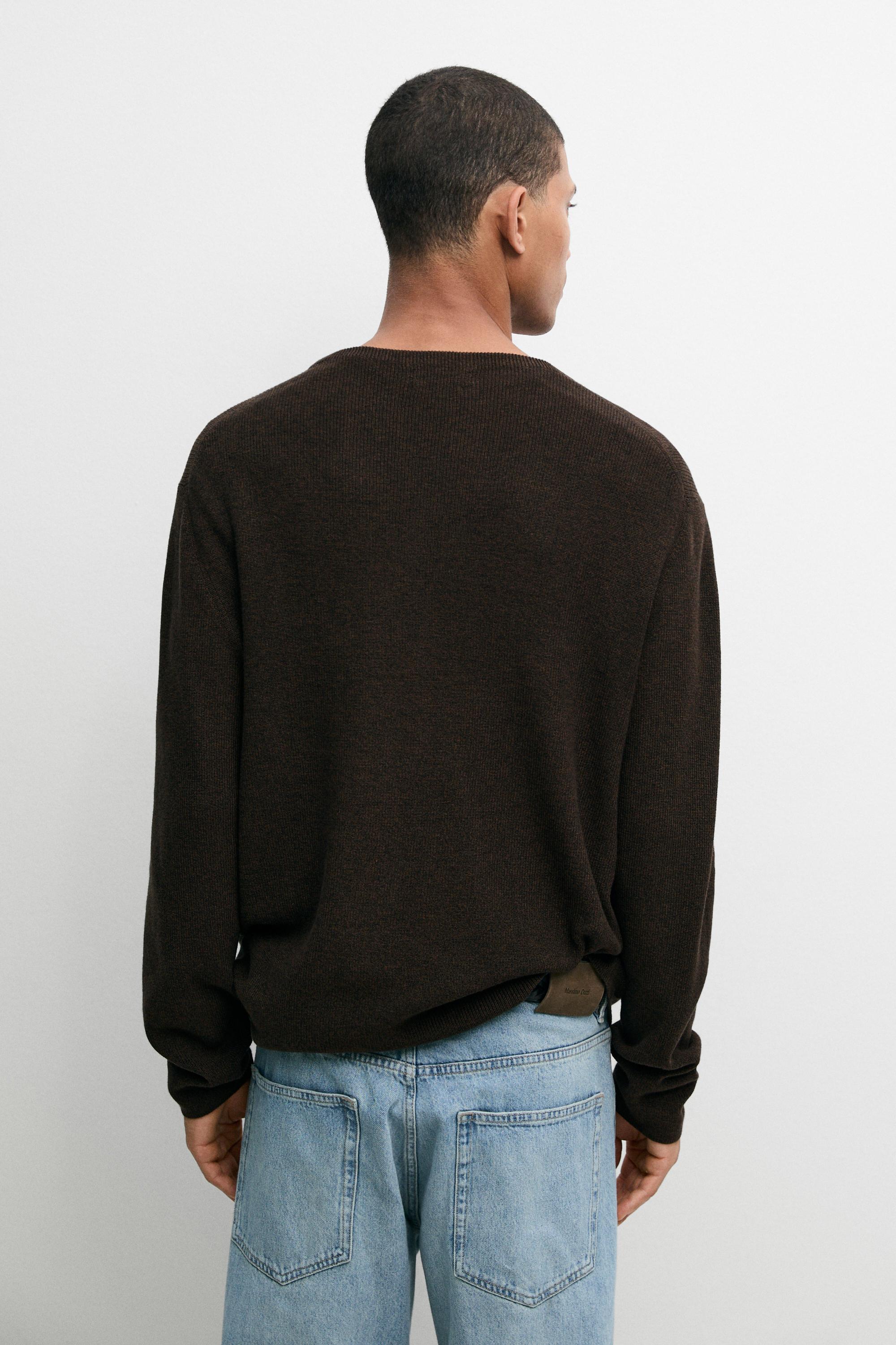 Pull col rond mouliné en pur coton